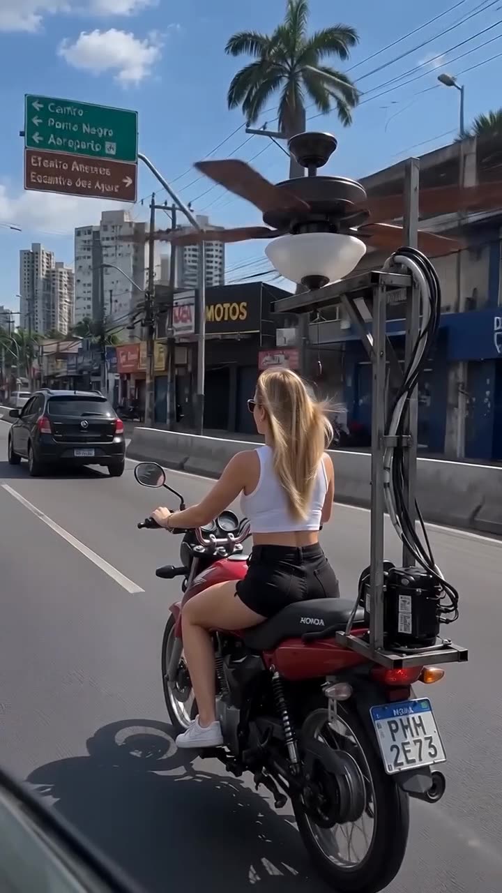 Blonde woman riding a bike