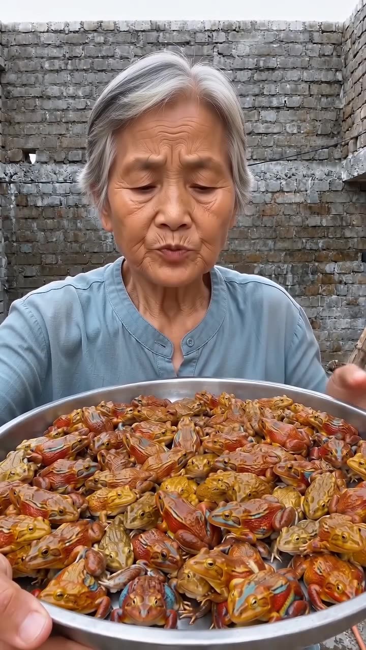 Elderly woman with poison arrow frogs