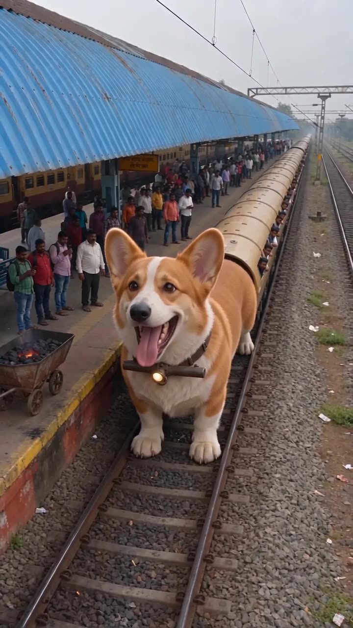 Cute Corgi dog with people