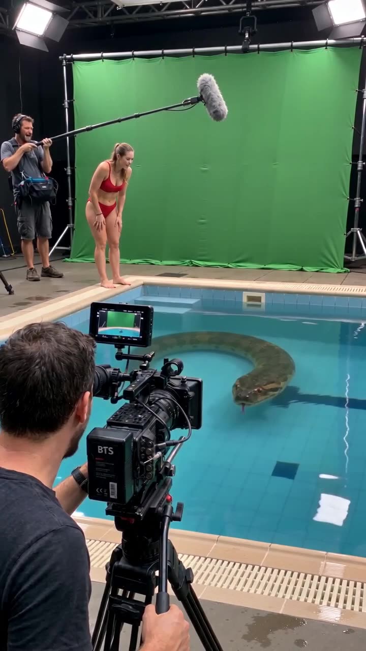 Swimsuit shoot in green screen studio